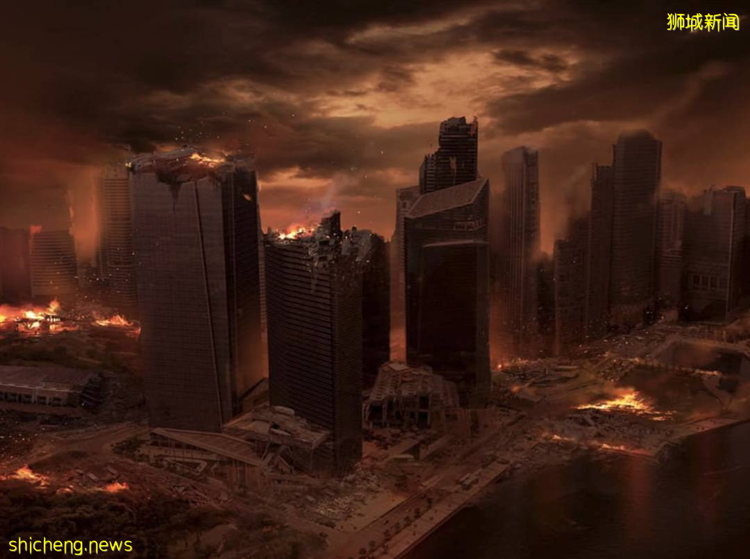 新加坡“遇襲”圖片遭瘋傳，驚現末日場景！魚尾獅斷頭、大樓被腰斬、市中心傾塌成廢墟