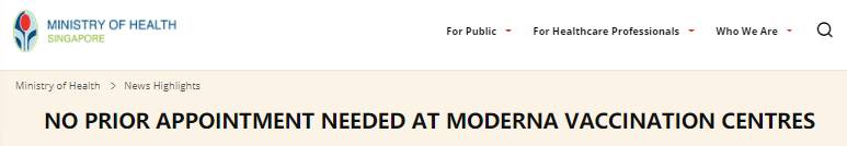 即日起，打莫德納無須預約！這些人在新加坡接種科興算“完全接種”