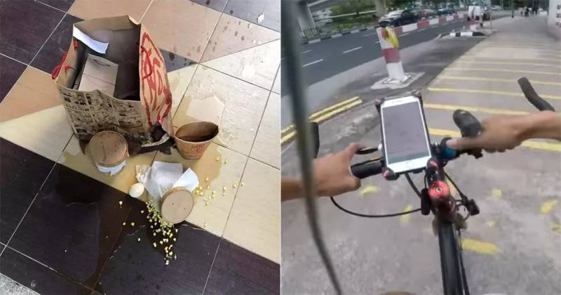 【暖心】外賣紙袋破裂食物掉滿地 顧客非但沒有責怪送餐員還給了5新幣小費
