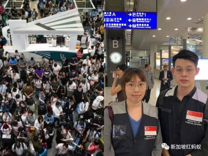 香港机场快线暂停服务交通乱哄哄，新加坡派出救兵为国人指路