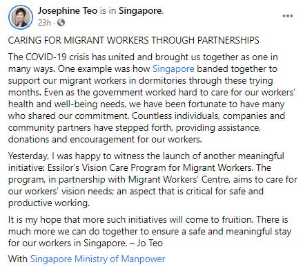 关爱外籍客工视力保健计划,为30万客工提供视力检测和配对眼镜