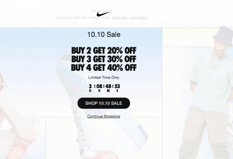 Nike 10.10 Sale 双十大促 ！超值限时折扣最高40% ，快来选购吧