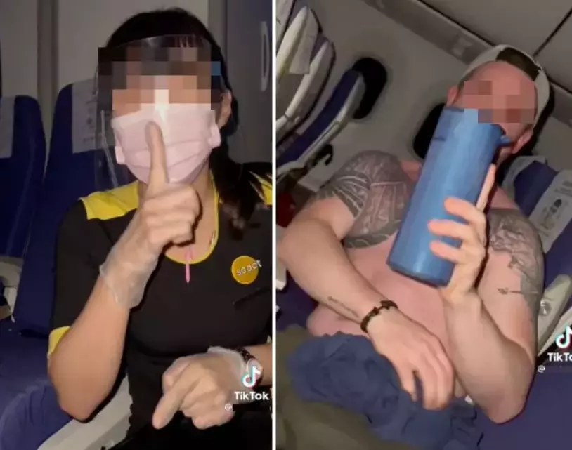 酷航空姐和洋人在飞机上大开派对？上身赤裸、不戴口罩还喝酒