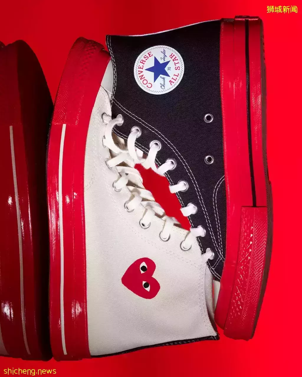 全新Converse x PLAY Comme des Garçons联名系列！酷炫爱心Logo+大胆红色胶条鞋底设计，一眼就爱住