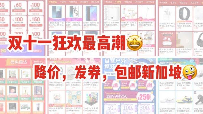 京东双十一活动推向最高潮！超低门槛包邮新加坡，降价+满减券+购物津贴全攻略，这次誓要把京东买垮