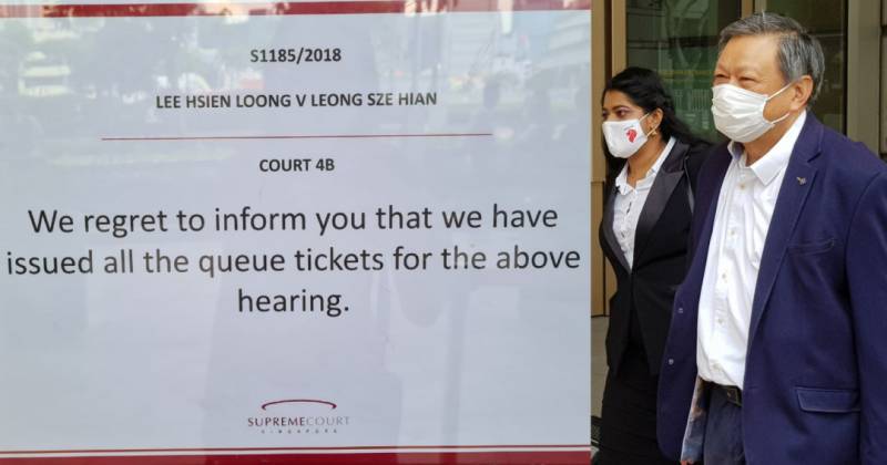 新加坡清晨5點幾十人去法院排隊，旁聽李顯龍“打官司”