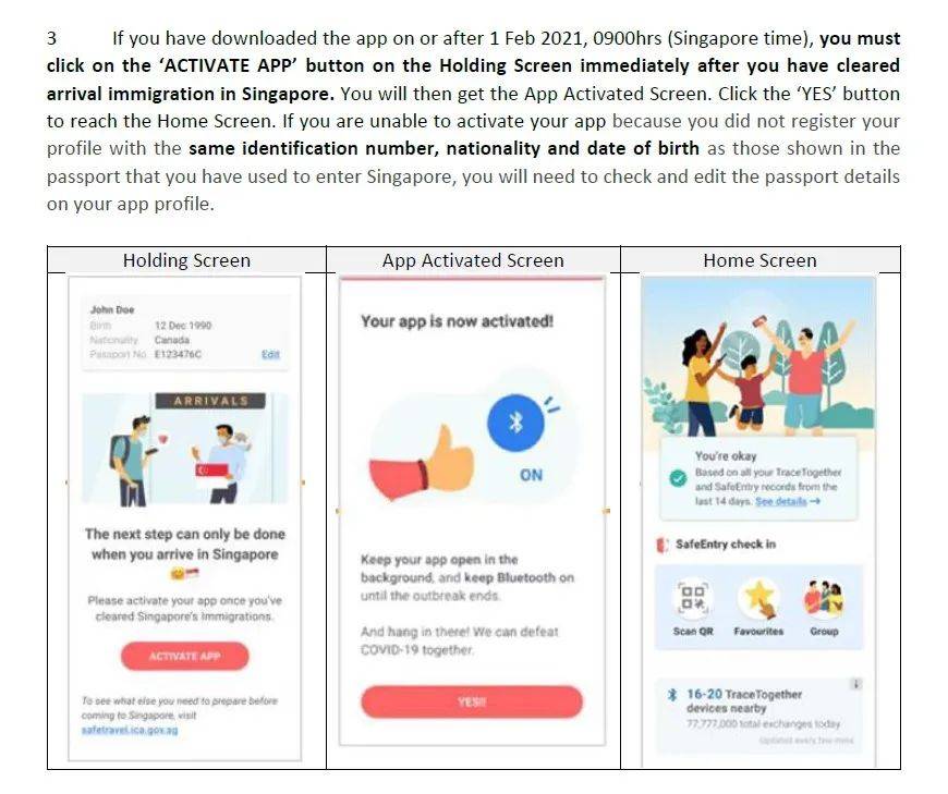 持航空通行证入境新加坡旅客,2月1日起需在入境后激活“合力追踪APP”