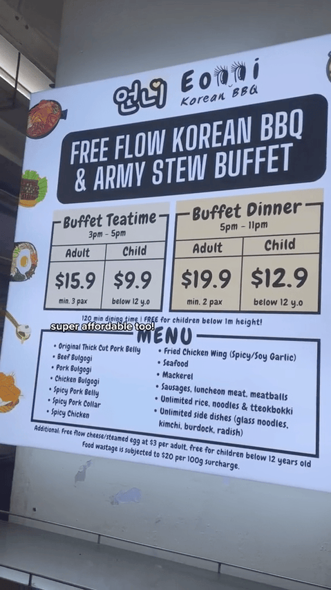 只要S$15.9/人起的韩式平价BBQ自助@Bedok North,海量食材&部队锅吃到爽