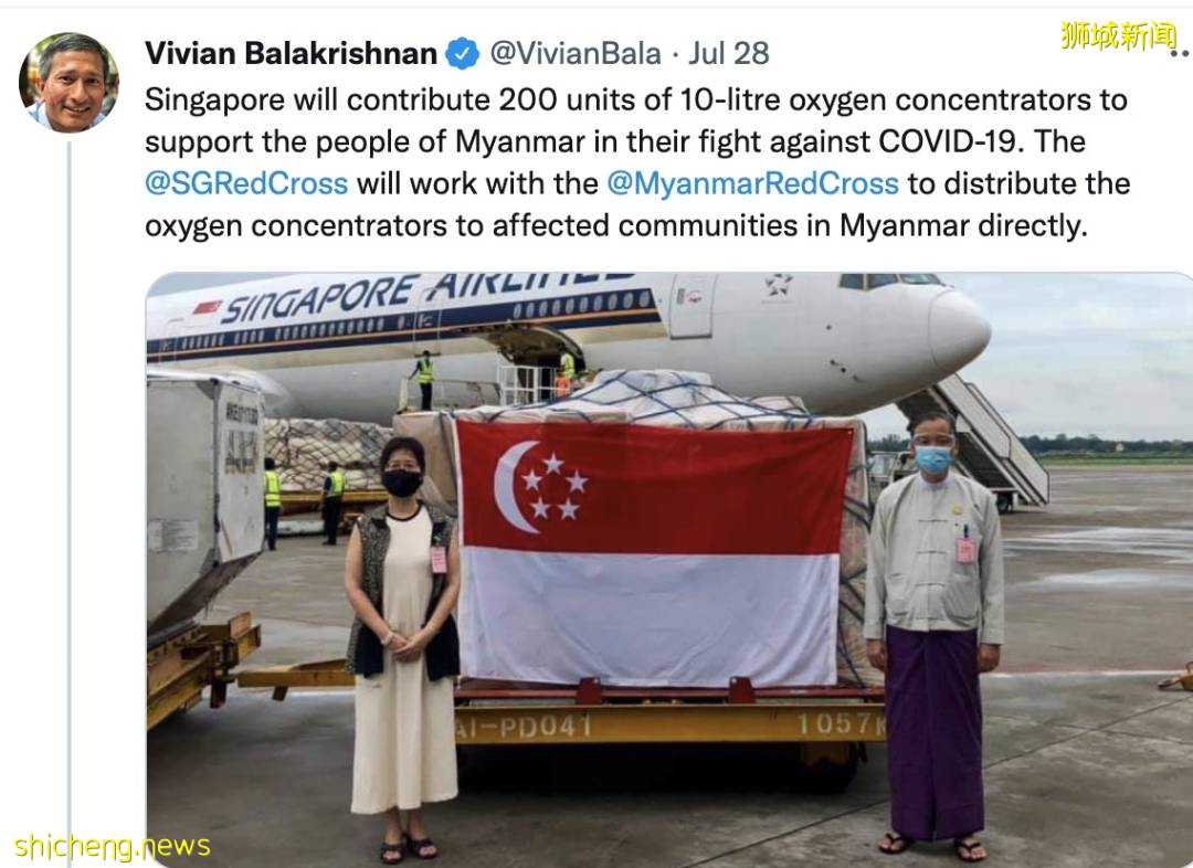22萬+疫苗、40噸液氧、30萬個檢測儀!新加坡給這些國家送去物資