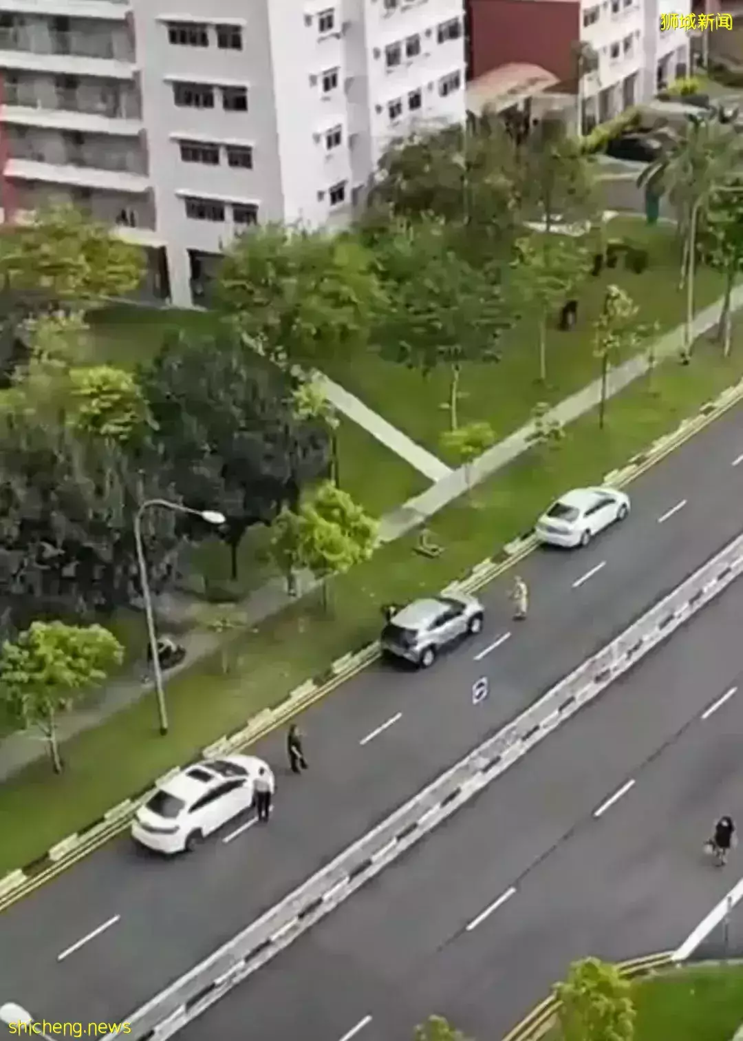 光天化日，新加坡一男子馬路上揮劍砍車砍人,警方已將男子逮捕