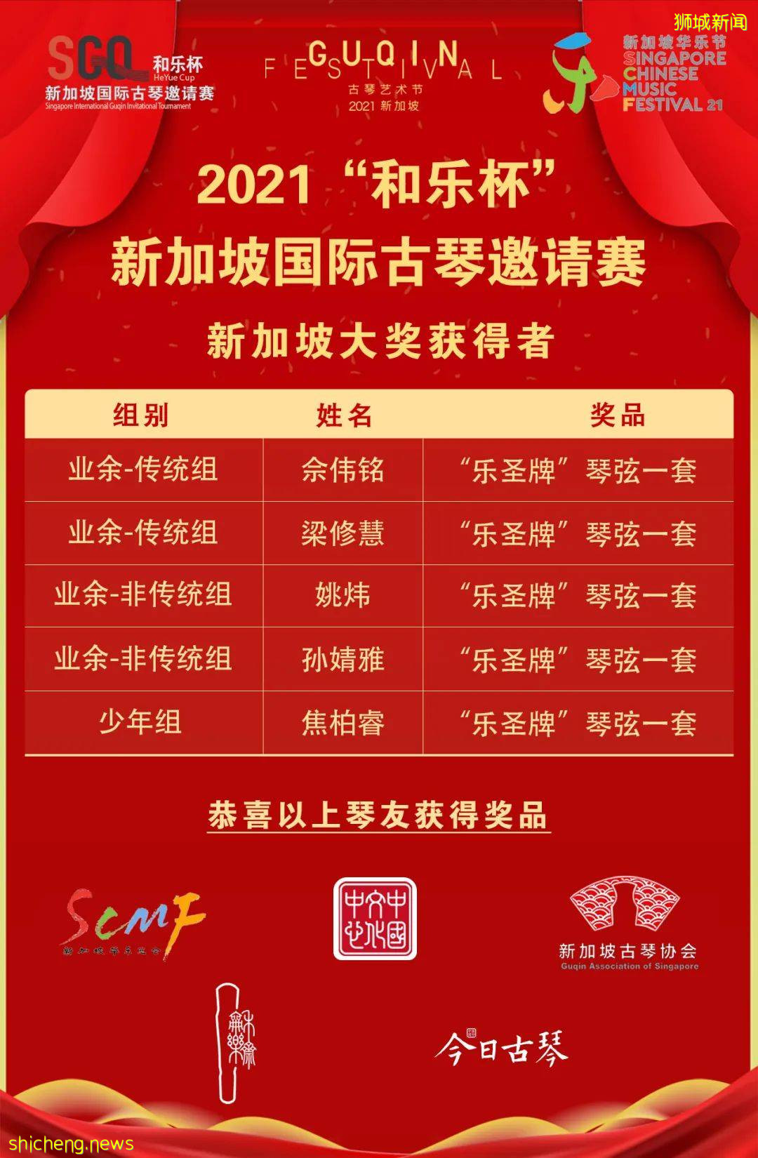 新加坡古琴名家音乐会成功举办 暨 “和乐杯”获奖名单出炉