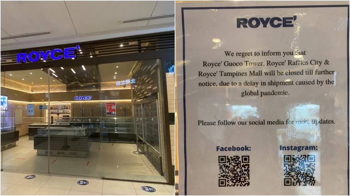 由于疫情影響 Royce’ Chocolate 新加坡暫時關閉本地3家分店