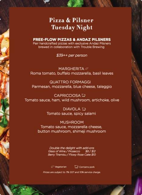 武吉士(Bugis) Alley on 25餐廳提供“無限量”披薩還有啤酒，只要S $ 39 ++