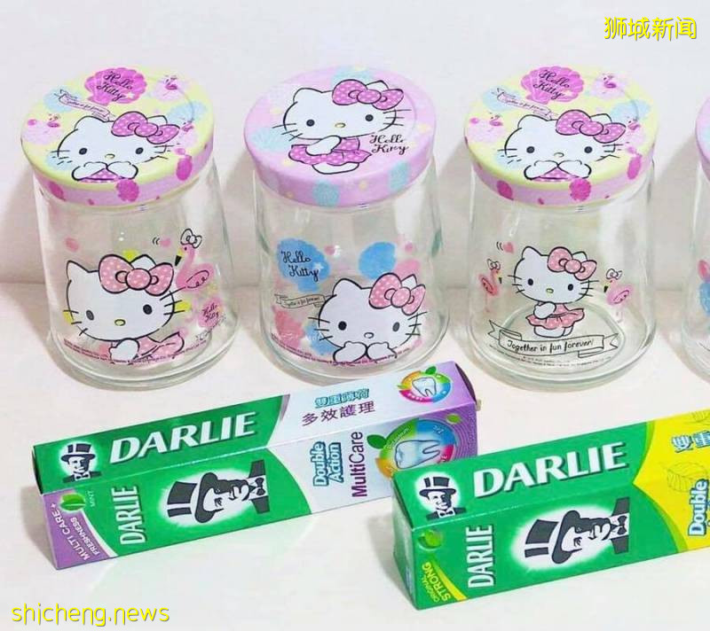买Darlie牙膏就送超萌Hello Kitty零食罐！买S$12.6的牙膏送价值20新币的罐子！！一共4款快来收集!