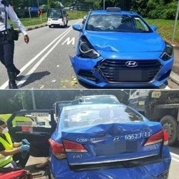 德士与灵车迎面相撞  司机事后请病假 