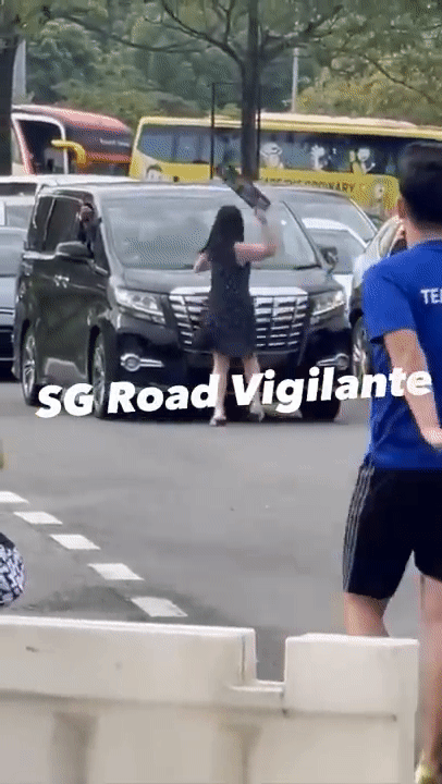 砸車窗、扔車牌、擋著車不讓走！這名女子大鬧新馬關卡
