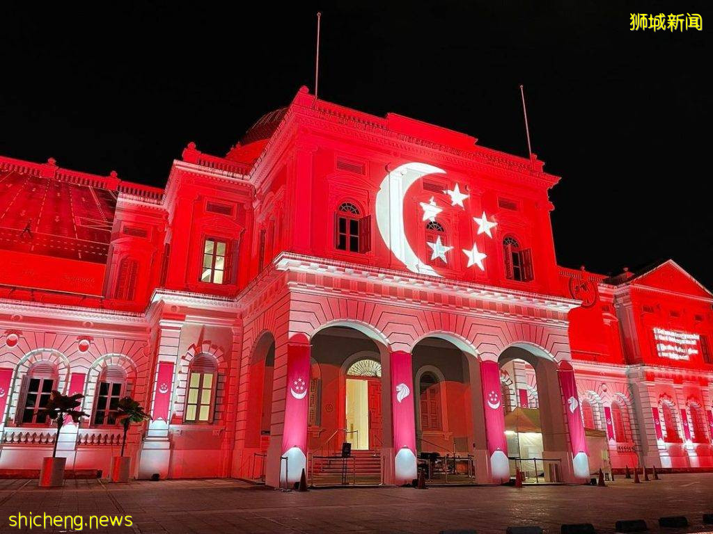 欢庆国庆🎉新加坡7栋历史建筑亮灯啦!整个八月份、投射国旗灯影✨夜幕低垂前去打卡咯📷