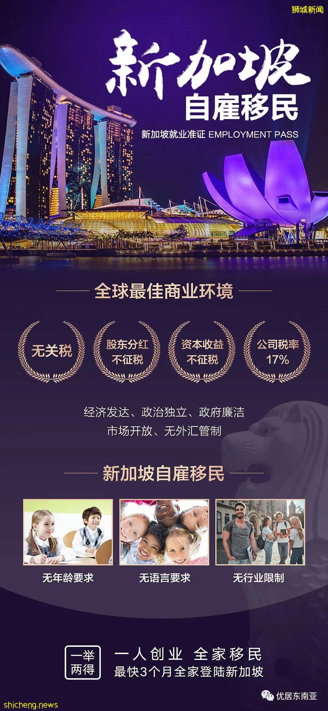 聊聊新加坡3大移民方式！一人申請，全家移民