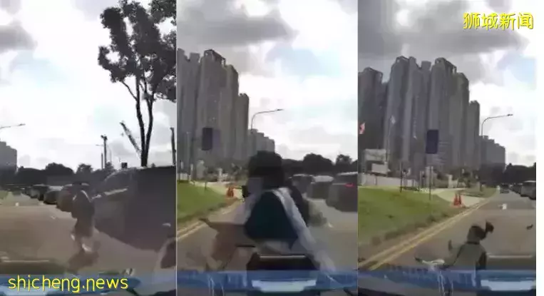 好险！妇女违例过马路 被车撞飞十余尺