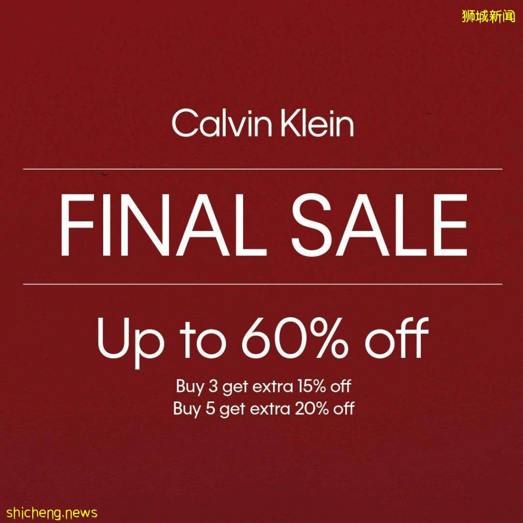Calvin Klein終極大促，全場低至4折疊加最高額外8折！！線上線下全參與哦
