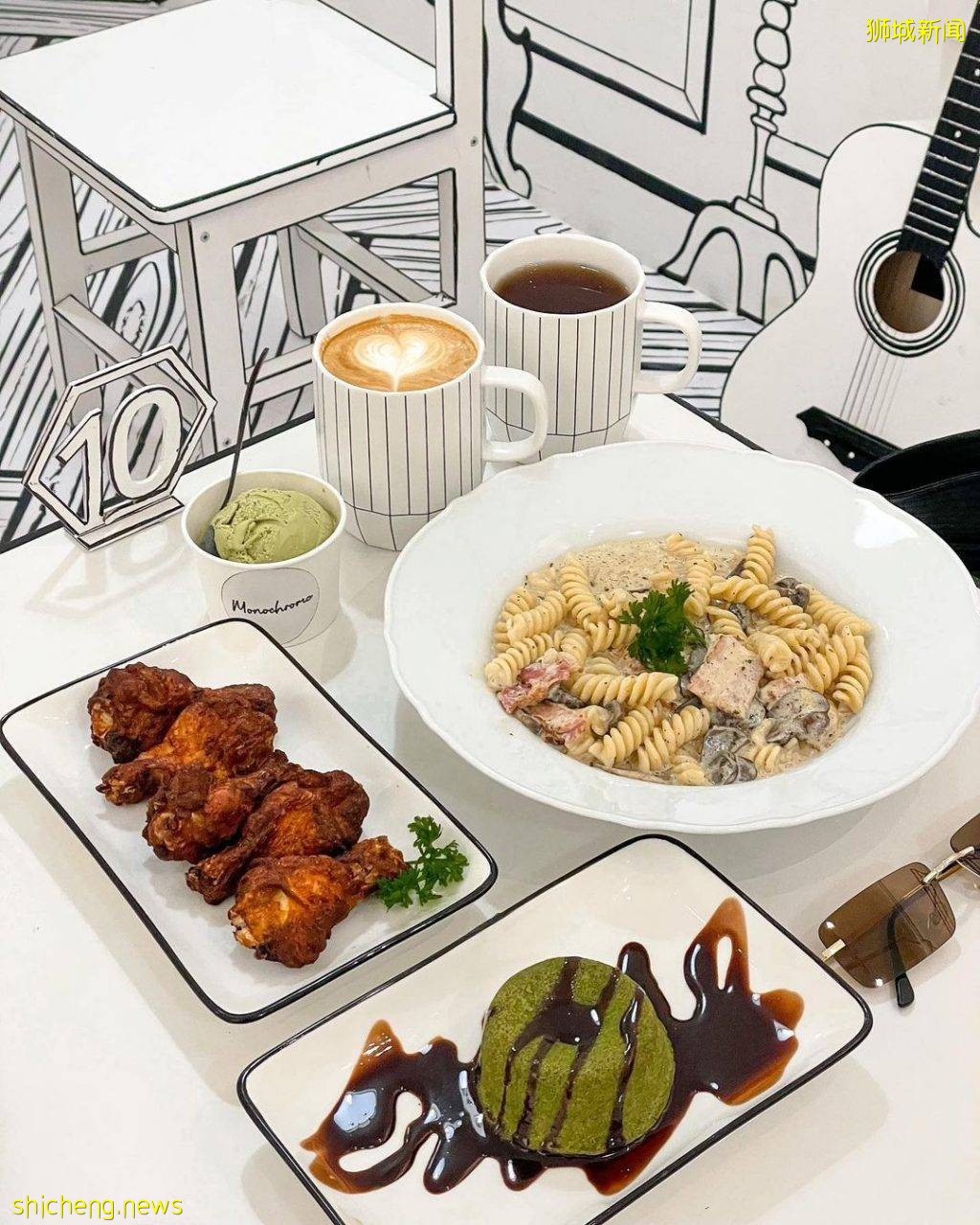 “Cafe Monochrome”首间2D黑白风咖啡馆🤩颠覆感官视觉、化身漫画人物,走进二次元异想世界💥