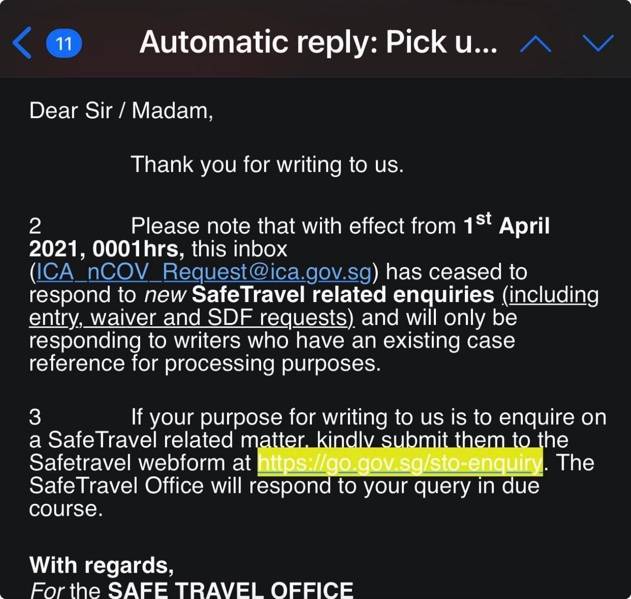 关于进出新加坡大小事,4月1号起ICA的这个邮件已经停止服务了
