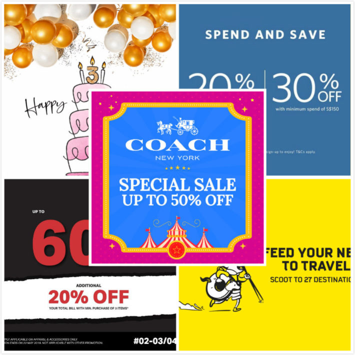 5.14 新加坡优惠合辑 | 酷航周二例行特价，武汉、长沙等新航线也有打折哦~Esprit低至7折闪促；娇韵诗官网三周年纪念，消费满赠拿到手软；Takashimaya即将开启Coach促销，低至5折+会员额外75折；IMM Under Amour低至4折+额外8折