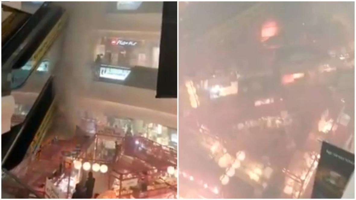 淡滨尼广场失火，一人吸入浓烟送院