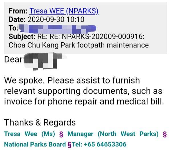 公园夜跑被绊倒,新加坡政府处理流程全记实