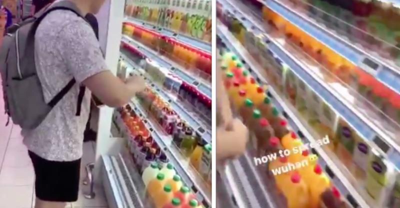 ◤武汉肺炎◢ 拍“如何传播武汉肺炎”片 2男生随时被对付