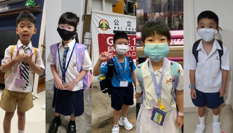 新加坡中小學開學首日，幼一和小一的學生家長可陪伴入校