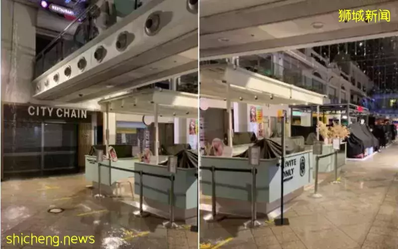 白沙浮广场突“下雨” 数店铺遭殃关闭清理