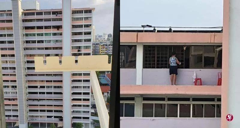 捏一把冷汗！七旬妇竟爬窗外，18楼平台抹窗