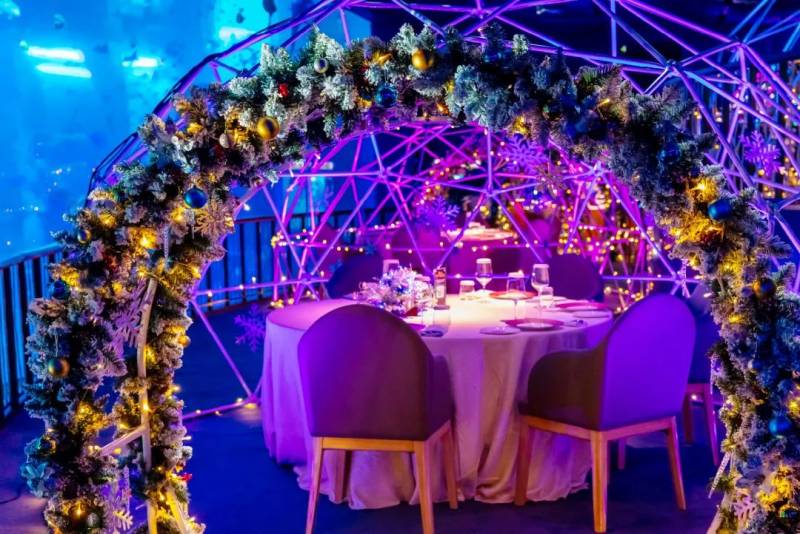SEA海洋館聖誕主題“深藍夜宴”,夢幻圓頂冰屋下體驗浪漫限定晚餐