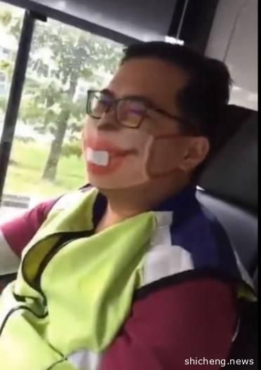 巴士车长带搞笑口罩！为大家紧张的情绪带来欢乐