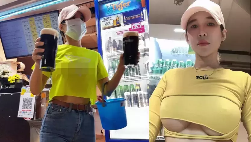 泰国美女街头无“罩”半裸卖煎饼！新加坡也出现过