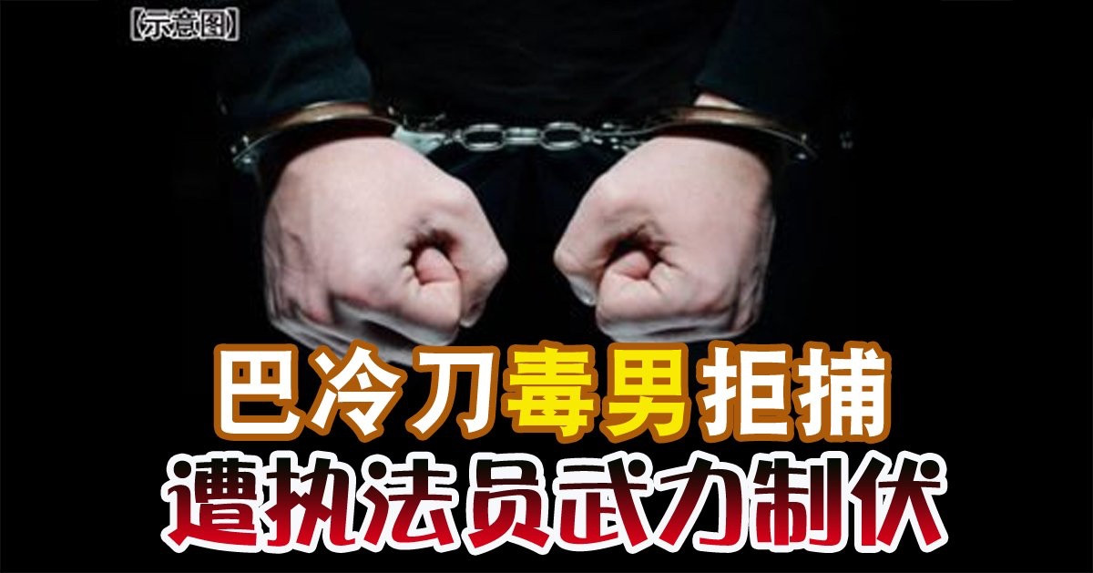 巴冷刀“毒男”拒捕 遭执法员武力制伏