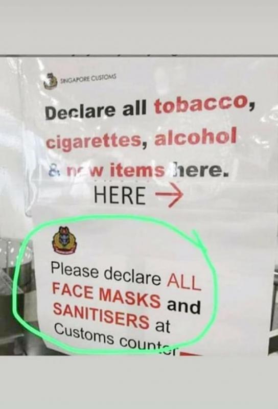 新国关税局澄清：带口罩及搓手液入境 无需申报及缴税