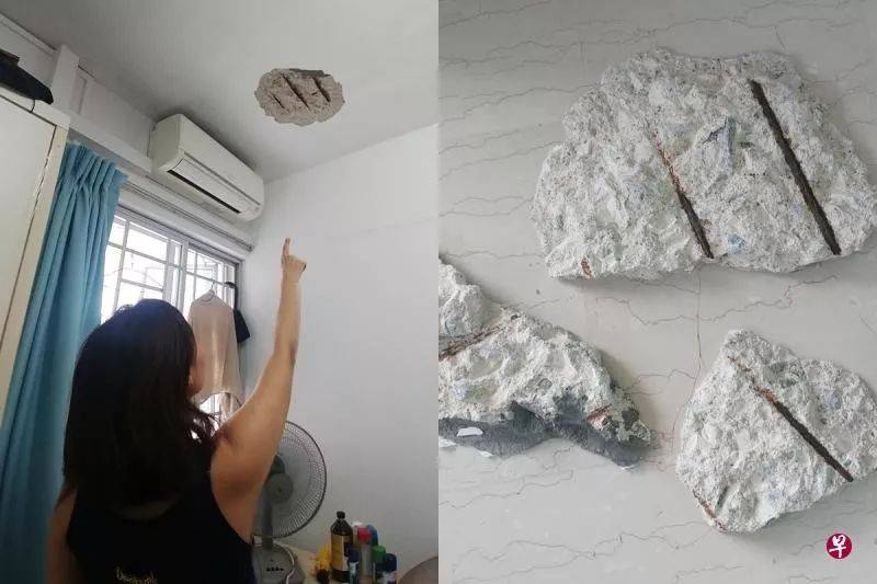 3.4公斤的天花板石灰块突然脱落，差点砸到了