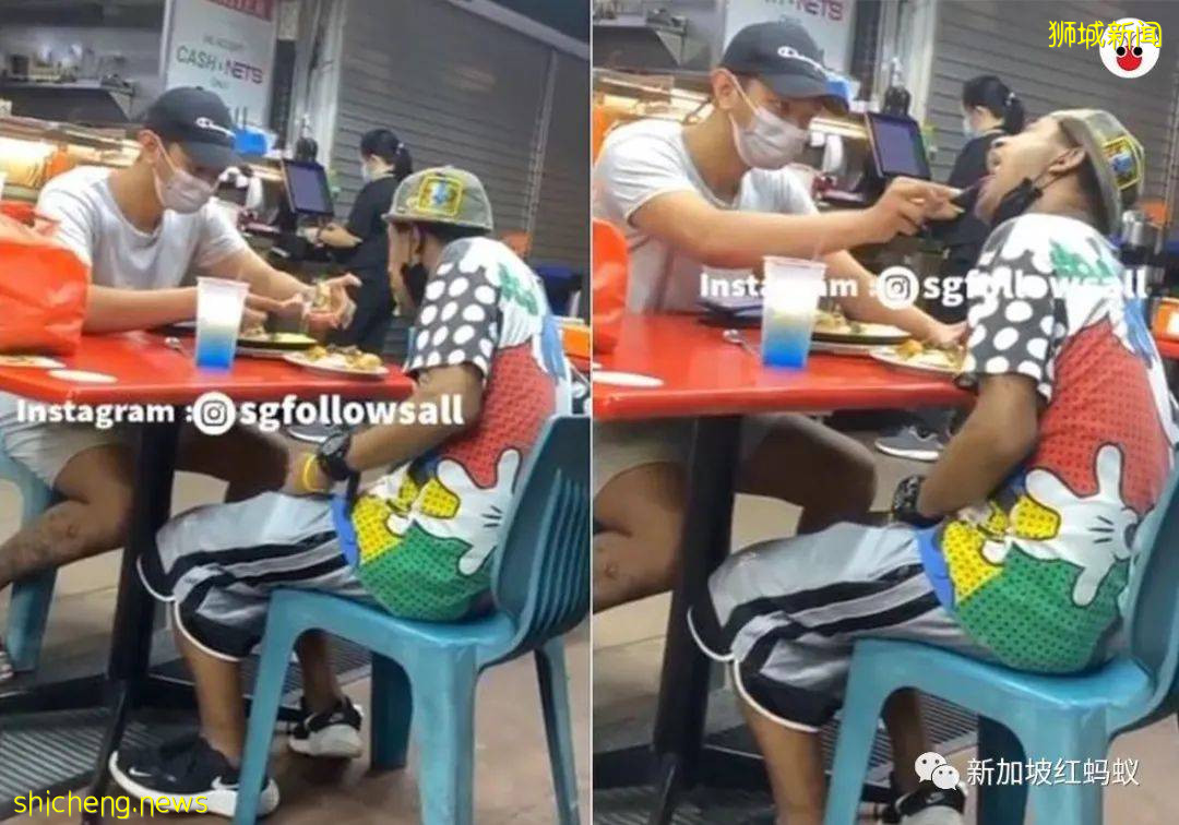 全新加坡都被暖到！　善心男請殘疾男子吃飯，還細心一口一口餵他