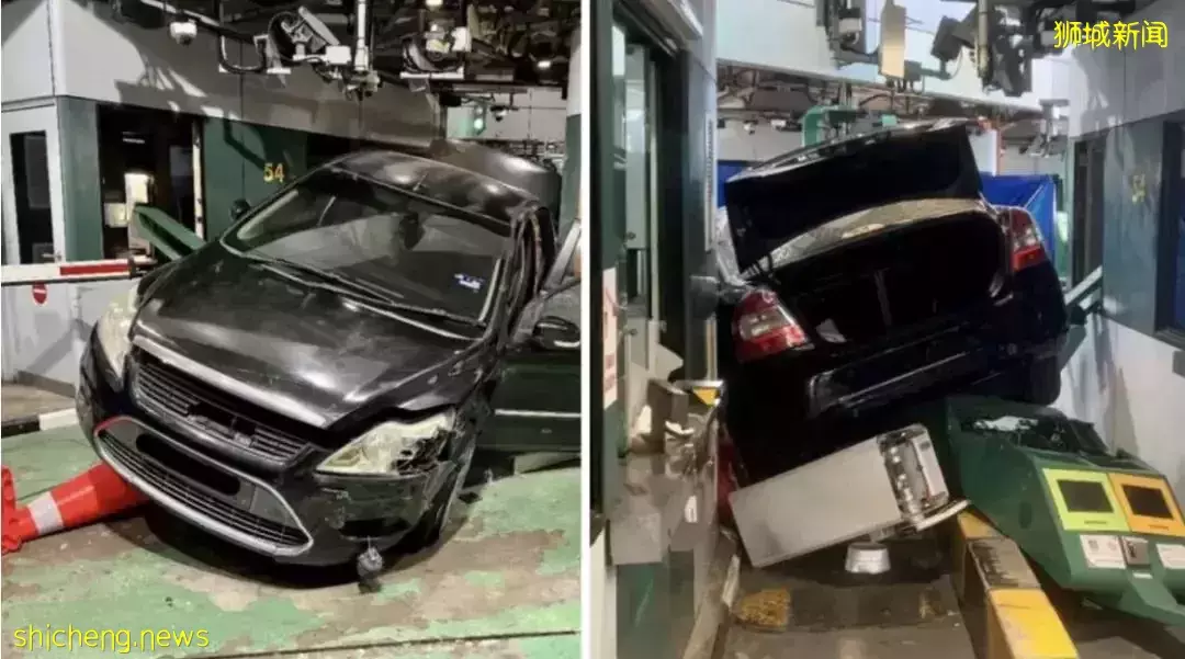 这辆载着中国乘客的车，强行闯边境、撞倒大士关卡！实拍，周末无数新加坡人涌向新山