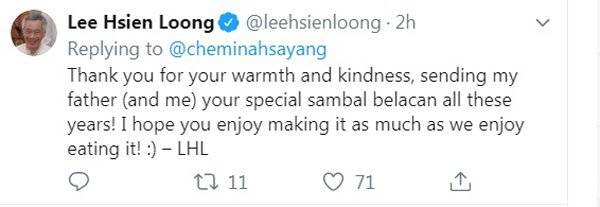 李显龙感谢 元首后送自制参巴峇拉煎