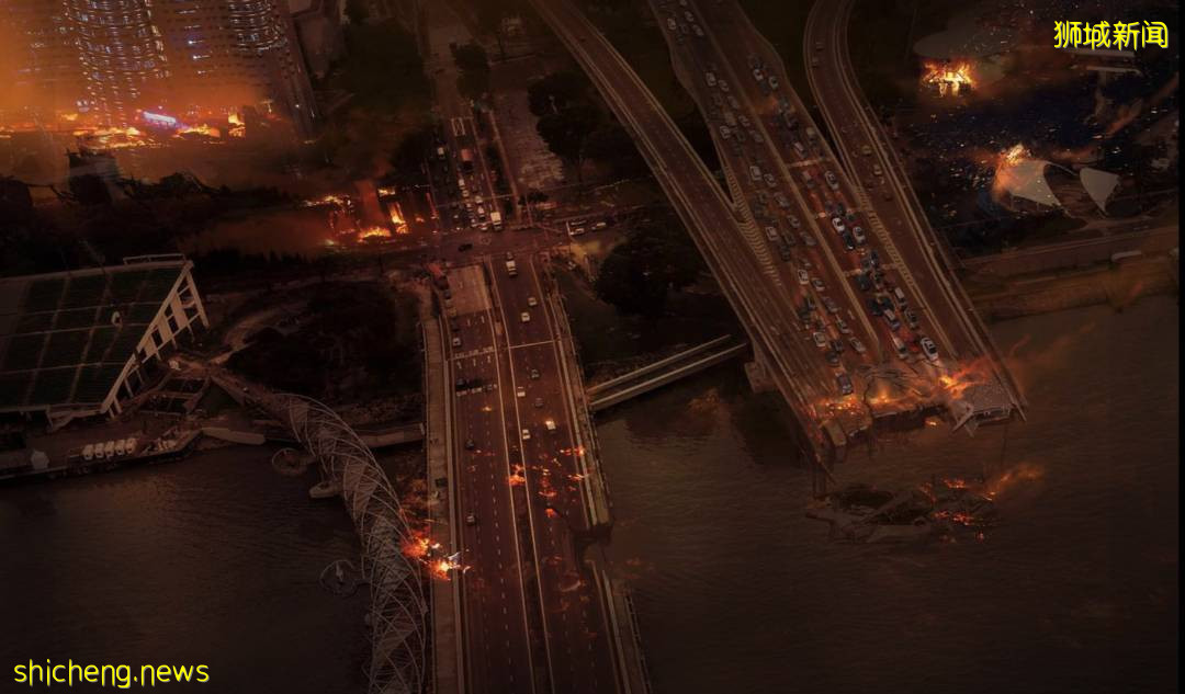 新加坡“遇襲”圖片遭瘋傳，驚現末日場景！魚尾獅斷頭、大樓被腰斬、市中心傾塌成廢墟