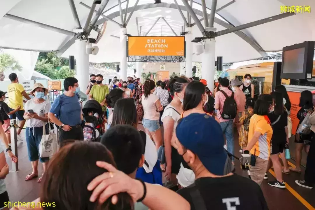 剛開放聖淘沙海灘周末人山人海,堪比疫前