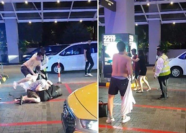 疑排队等德士爆冲突 三男一女混战 激烈到撕破衣服