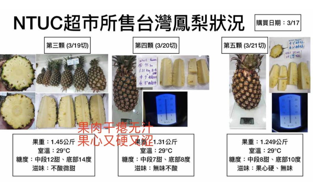 新加坡进口的台湾凤梨被吐槽！“这质量，送人都丢脸~”