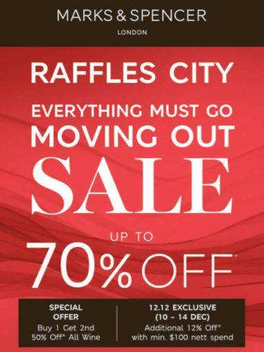 莱佛士的Marks & Spencer即将关闭啦!清仓大拍卖