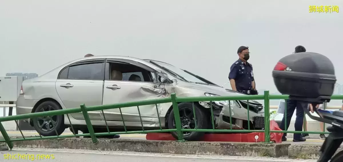 新柔長堤發生車禍 撞斷護欄一人受傷