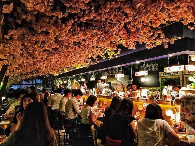 韓式酒吧Kream Beer🍻 藏在新加坡的“小韓國”🇰🇷 Tanjong Pagar秘密花園，櫻花樹下喝啤酒