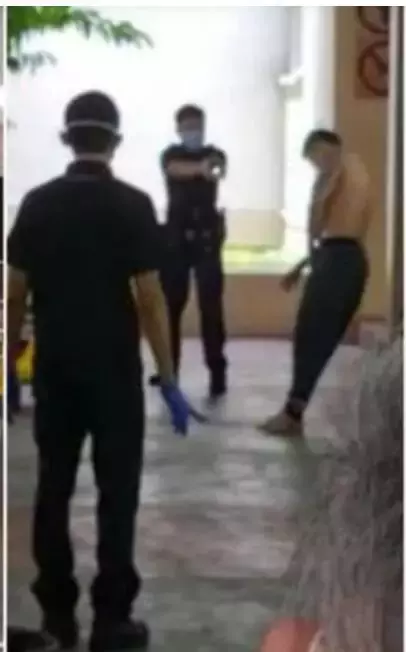 新加坡男子光膀子、耍大刀、斗警察,被一枪电翻、直挺挺怂啦